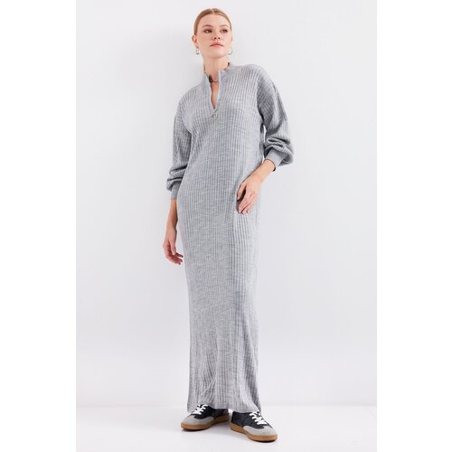 Bigdart 15839 Full-length Knitwear Dress - Gray Slike