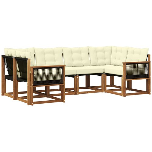 vidaXL Zunanja garnitura za sedenje z blazino 6 pcs Naravna in smetana, (5000280402) Cene