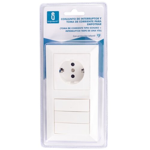 Aigostar Trostruki prekidač br. 3 i SCHUKO utičnica 230V sa belim okvirom Slike