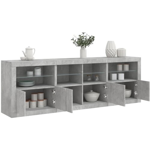 vidaXL Komoda z LED lučkami betonsko siva 202x37x67 cm Cene