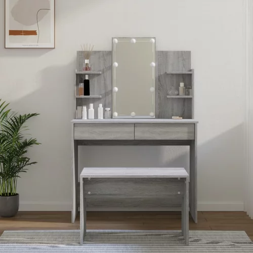 vidaXL set toaletnog stolića siva boja hrasta led konstruirano drvo