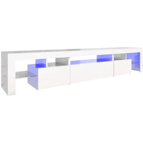 MAISON CHIC TV omarica - TV stojalo - Televizijska omarica z LED lučkami visok sijaj bela 215x36,5x40 cm, (21699648)