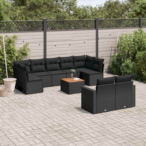  10-dijelni set vrtnih sofa od poliratana s jastucima sivi Slike