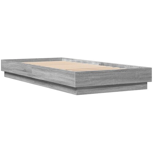  Okvir za krevet s LED svjetlima siva boja hrasta 100 x 200 cm Slike