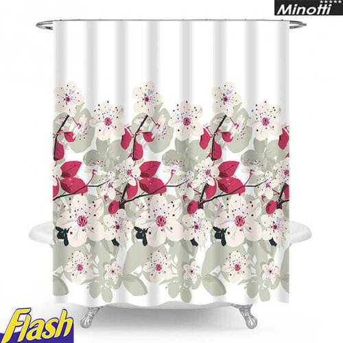 Minotti zavesa za kupatilo cvetići crveni - - MZ24 Slike