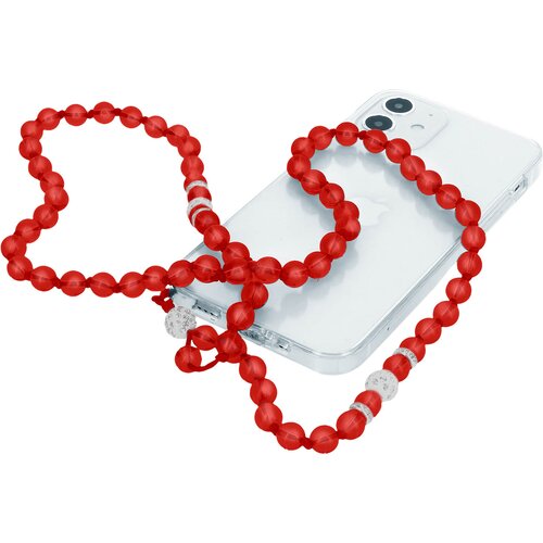 AVIZAR Dragulj za telefon 80 cm z okroglimi kroglicami, kolekcija Glam - prosojno rdeca, (20763684) Cene