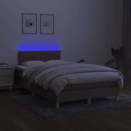  Krevet box spring s madracem LED smeđesivi 120 x 200 cm tkanina Slike