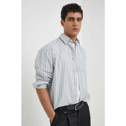 DRYKORN Pamučna košulja za muškarce, boja: siva, relaxed, s klasičnim ovratnikom
