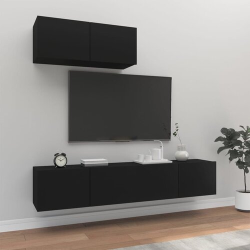 VidaXL 3-dijelni set TV ormarića crni od konstruiranog drva Slike