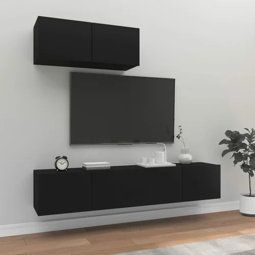 vidaXL 3-dijelni set TV ormarića crni od konstruiranog drva