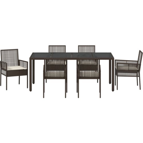  Vrtni set za objed 7 pcs Smeđa 190 x 90 x 75 cm Poliratan Slike