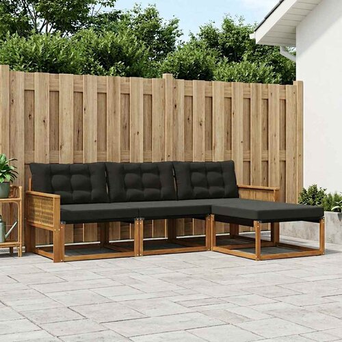  Set vanjskih sofa 4 kom. Prirodna i crna Cijene