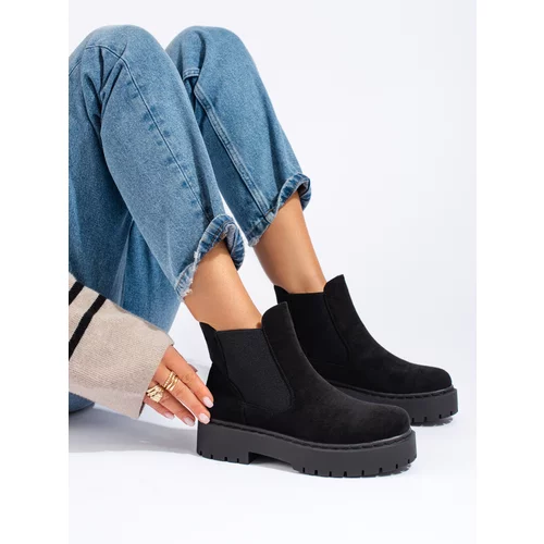SHELOVET Women's suede black Chelsea boots