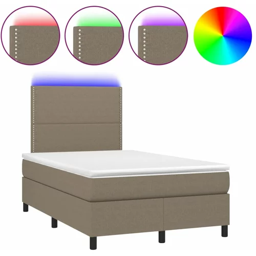 vidaXL Box spring postelja z vzmetnico LED taupe 120x190 cm blago, (21111619)