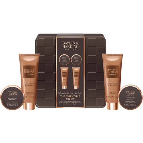 Baylis &amp;amp; Harding Black Pepper &amp;amp; Ginseng darilni set kovinska &amp;scaron;katla za mo&amp;scaron;ke Slike