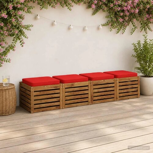  Jastučići za sjedalo od 4 dijela VUGHT 4 pcs 100% poliester - Crvena (poliester) 50 x 50 cm 4 Cijene