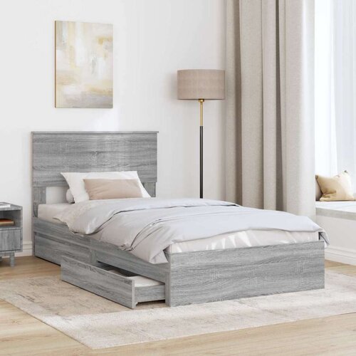  Okvir za krevet s ladicama Siva Sonoma 100 x 200 cm Slike