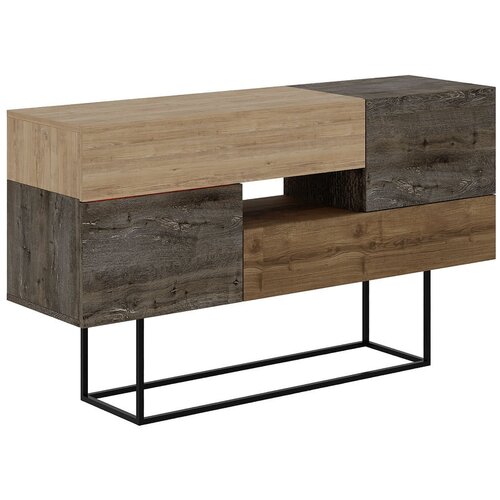 Marckeric Smeđa/u prirodnoj boji niska komoda u dekoru hrasta 145x82 cm Titan – Cijene