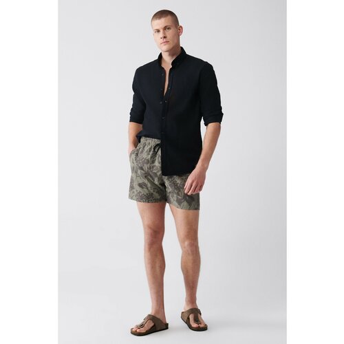 Avva Men's Khaki Quick Dry Printed Standard Size Swimwear Marine Shorts Cene