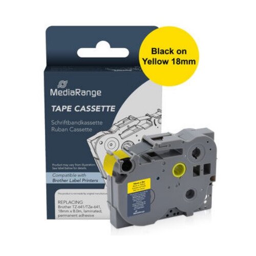  Label Tape Cartridge, Replacing Brother TZ-641/TZe-641, 18mm, 8m, Laminated and Permanent Adhesive, Black on Yellow Cijene