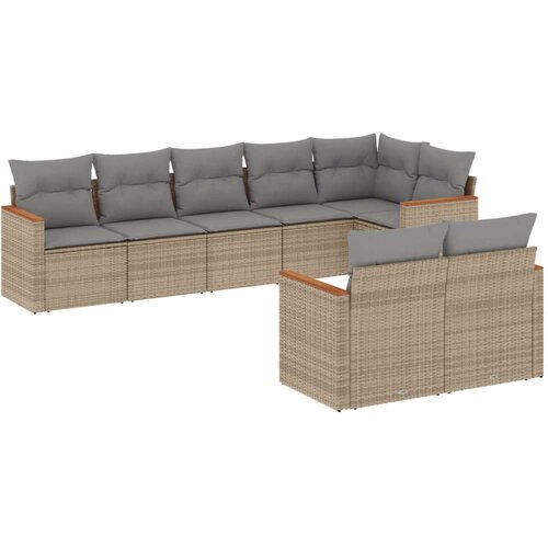  8-dijelni set vrtnih sofa s jastucima bež od poliratana Slike