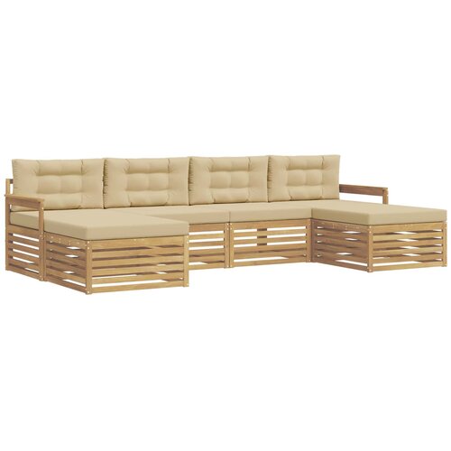 vidaXL Sedežne garniture 6 pcs Bela in bež Masiven les akacije, (5000283476) Cene