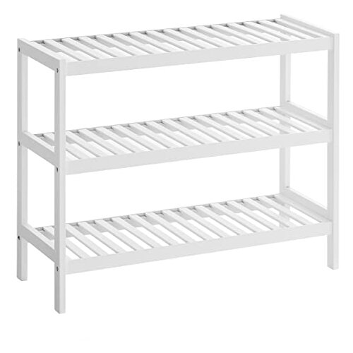 Songmics stojalo za čevlje iz bambusa, 3-nadstropna polica za shranjevanje, 70 x 26 x 55 cm (&amp;scaron; x g x v), idealno za predsobo, kopalnico, dnevno sobo in hodnik, bela LBS13W, (21313525) Slike