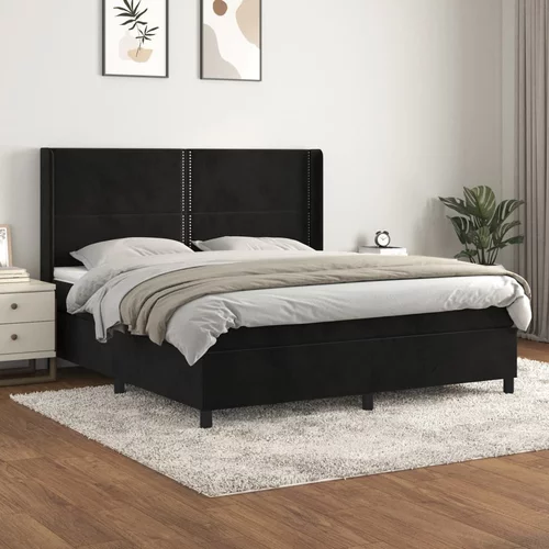  Krevet s oprugama i madracem crni 160x200 cm baršunasti