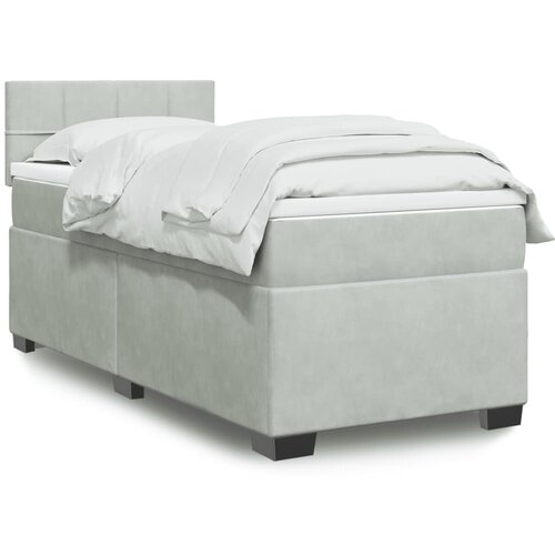 VidaXL Box spring krevet s madracem svjetlosivi 80 x 200 cm bar&amp;scaron;unasti Slike
