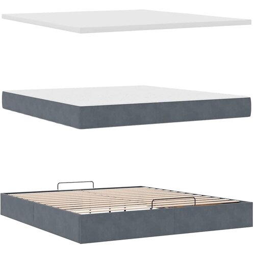  s madracem tamno sivi 160x200 cm bar&amp;scaron;un - Tamno siva 160 x 200 cm Blok s kvadratima Slike