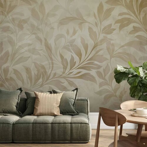  Foto tapeta - Botanical Motif with Leaves and Vines in Sand Colors 300x210 Premium Cene