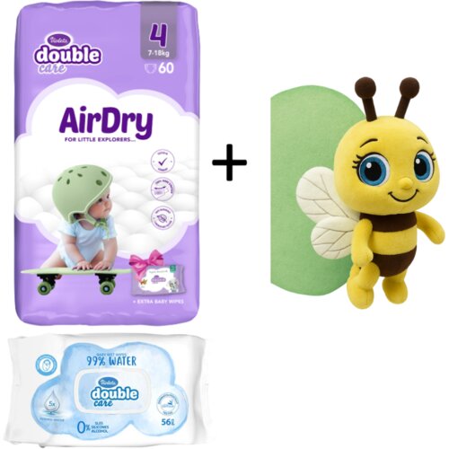 Violeta DC Pelene Air Dry 4, 7-18 kg, 60/1, Vlažne maramice Water Care, 56/1 + Pli&amp;scaron;ana igračka pčelica gratis Slike