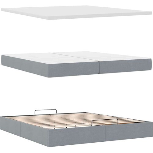 VidaXL okvir kreveta s madracima svijetlosivi 200x200cm od tkanine Slike