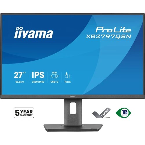 Iiyama Monitor 27" XB2797QSN-B1 IPS 2560x1440 75Hz 1ms HDMI DP USB-C pivot Cene
