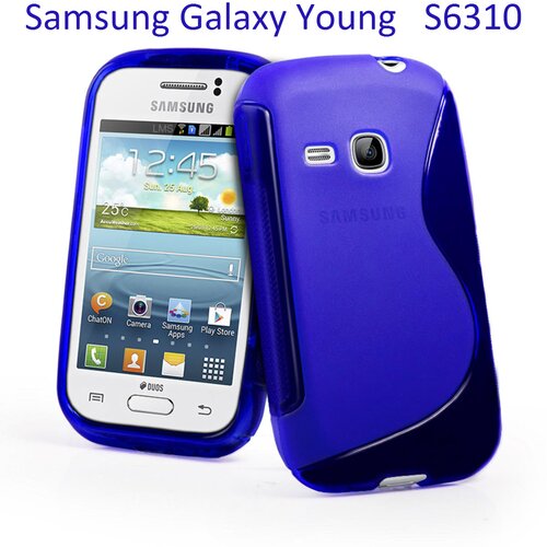  Gumijasti / gel etui S-Line za Samsung Galaxy Young S6310 - modri Slike