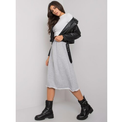 Fashion Hunters gray melange flared cotton skirt Slike