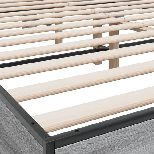  Okvir za krevet boja hrasta 150x200cm konstruirano drvo i metal Siva 150 x 200 cm Slike