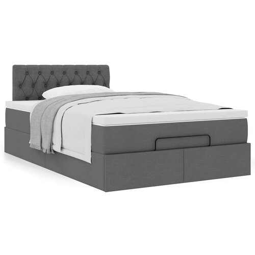 VidaXL Okvir za krevet s madraca tamnosivi 120x190 cm od tkanine Slike