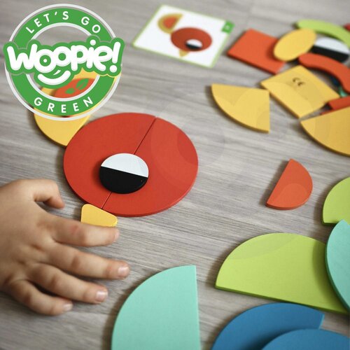 Woopie Green drvena Montessori slagalica, 40 uzoraka za preslagivanje, 55 kom. Slike