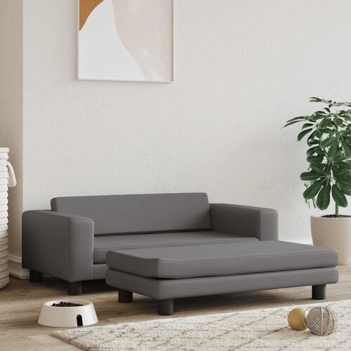 Krevet za pse s produžetkom sivi 100 x 50 x 30 cm umjetna koža Slike