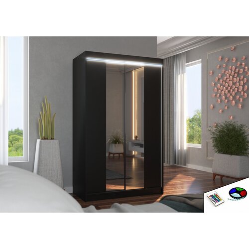 ADRK Drsna omara z ogledalom in LED lujo MARVIN, 120 cm - RNA Cene