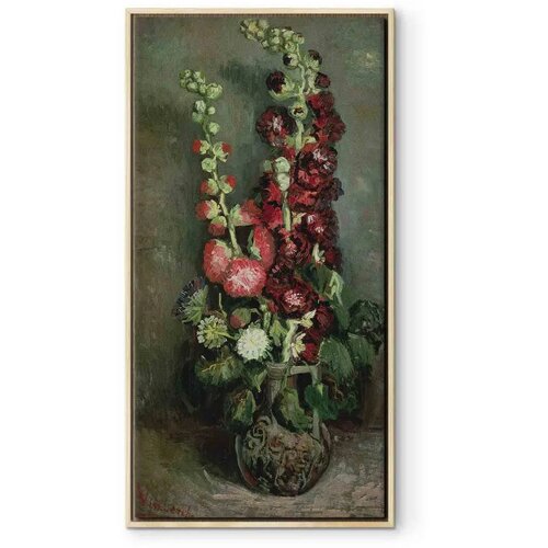  Slika - Vincent Van Gogh &amp;ndash; Vase of Hollyhocks 30x60 U prirodnom drvenom okviru Slike