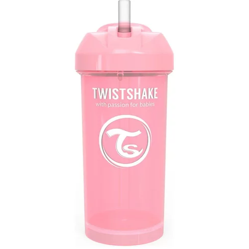 Twistshake ostali pripomočki za hranjenje Straw lonček s slamico 12m+, 360 ml pastel pink