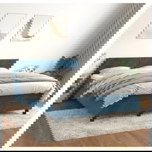 vidaXL Box spring postelja z vzmetnico temno modra 140x200 c Cene