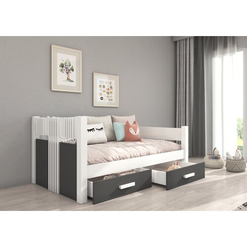 ADRK Otro�ka postelja BIBI z vzmetnico in predali 180x80 cm - BELA-ANTRACIT Cene