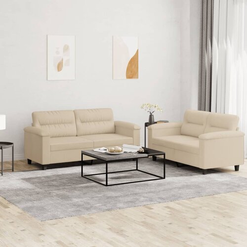  2-dijelni set sofa s jastucima krem od mikrovlakana Krema Cene