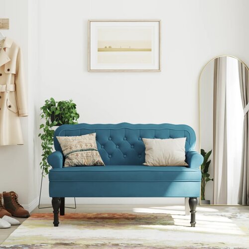 VidaXL Klop z naslonjalom modra 119,5x64,5x75 cm žamet Slike