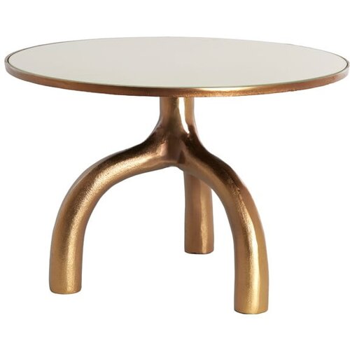 Light & Living Stakleni okrugao stolić za kavu u brončanoj boji/bež ø 65 cm Mello – Cene