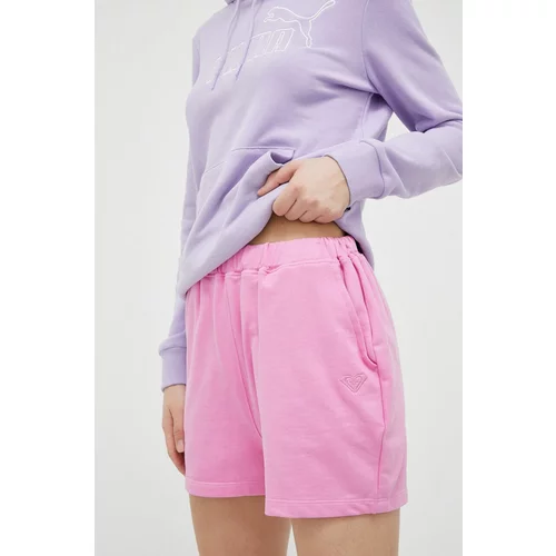 Roxy Kratke hlače Essential Energy za žene, boja: ružičasta, glatki materijal, visoki struk