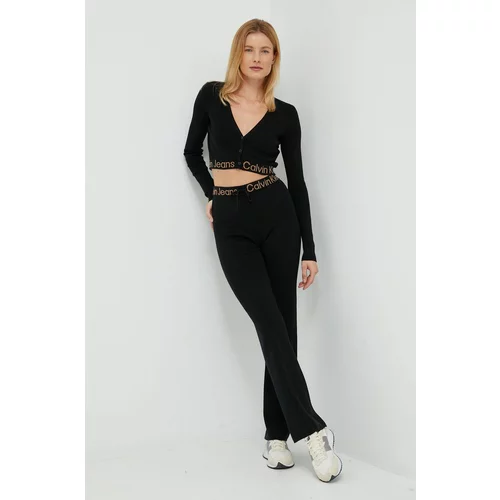 Calvin Klein Jeans Hlače za žene, boja: crna, trapez, visoki struk